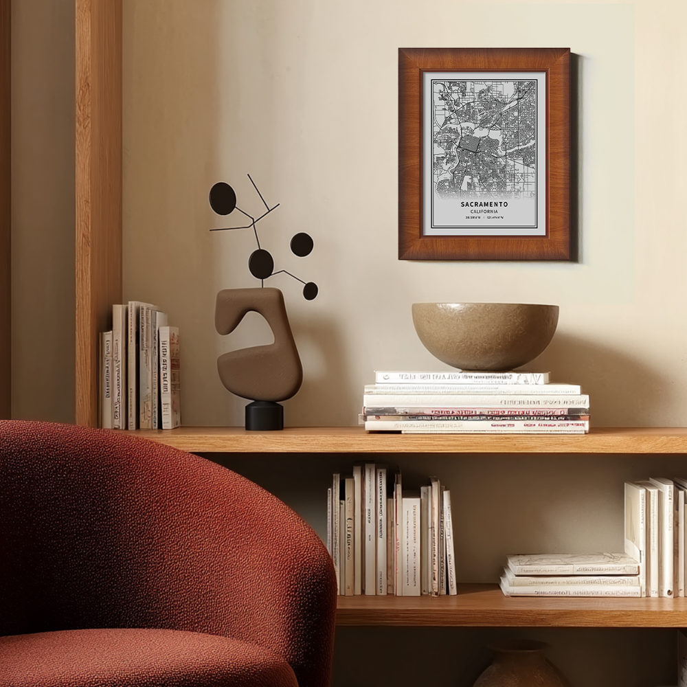 Minimalist Sacramento City Map Line Art Print