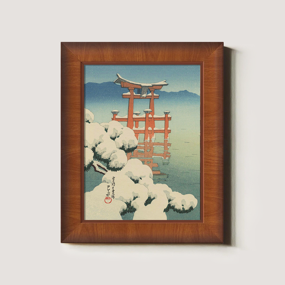 Snow-Covered Torii Gate at Miyajima