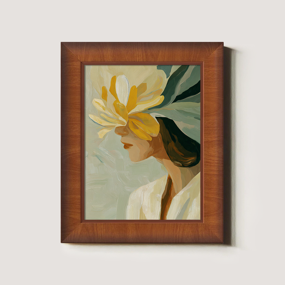 Hidden Face Portrait with Expressive Yellow Blossom
