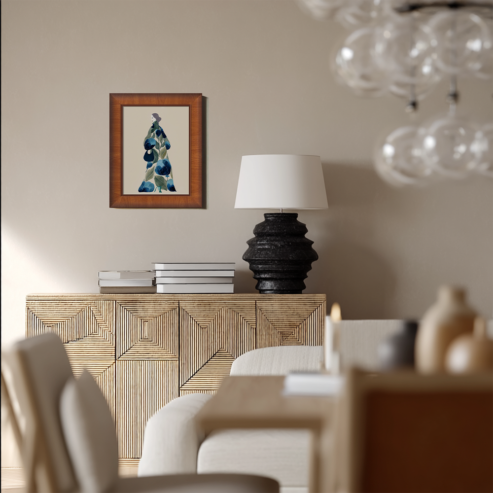 Floral Kimono Silhouette - Blue Peony Study