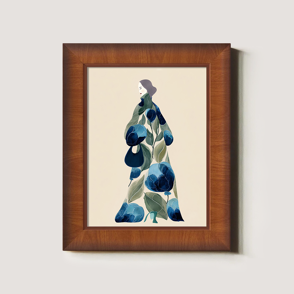 Floral Kimono Silhouette - Blue Peony Study