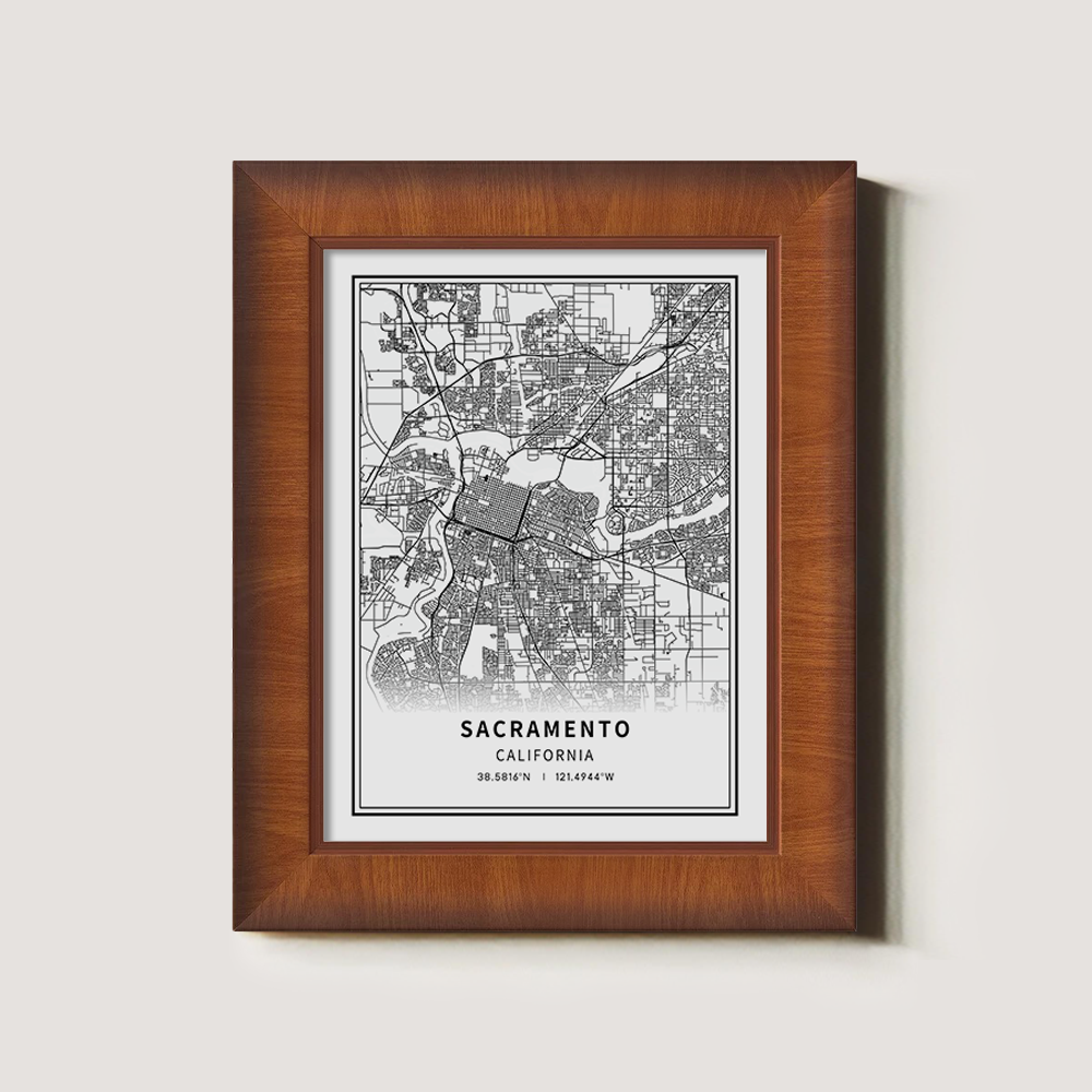 Minimalist Sacramento City Map Line Art Print