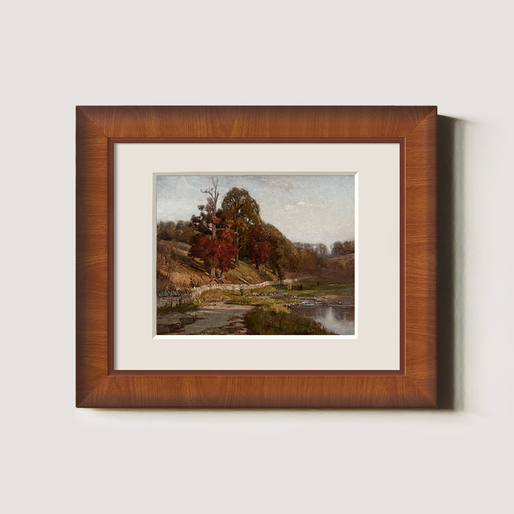 Hushed Autumn Stream Reverie Watercolor Vista