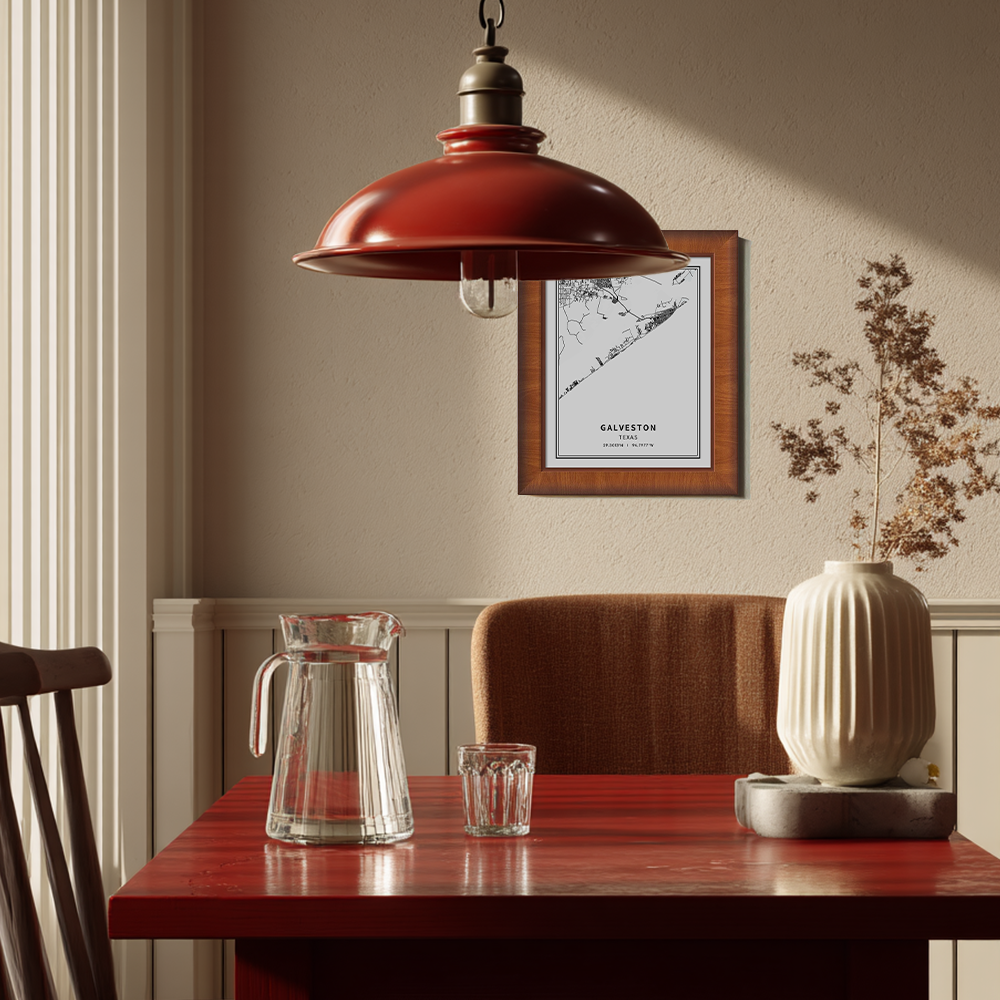 Minimalist Galveston City Map Line Art Print