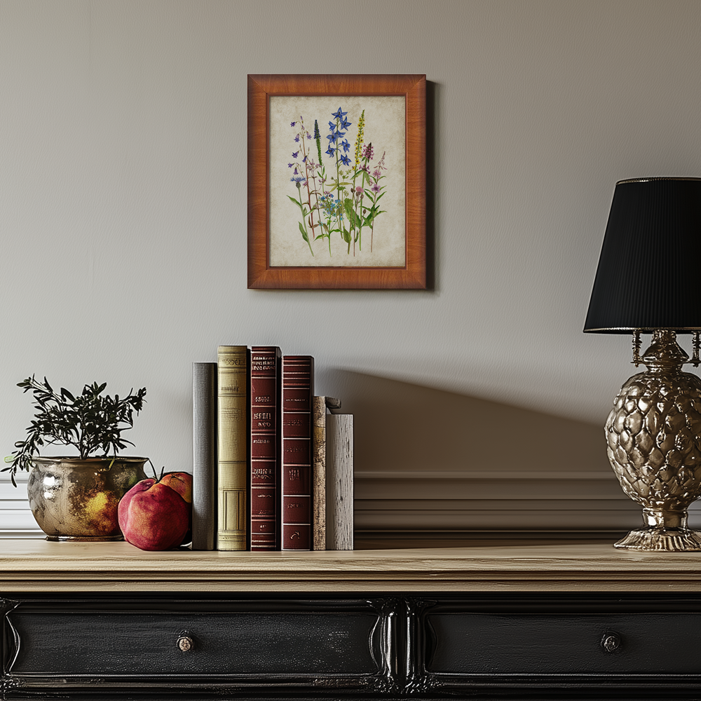 Ethereal Blue Spire Bouquet Watercolor Study