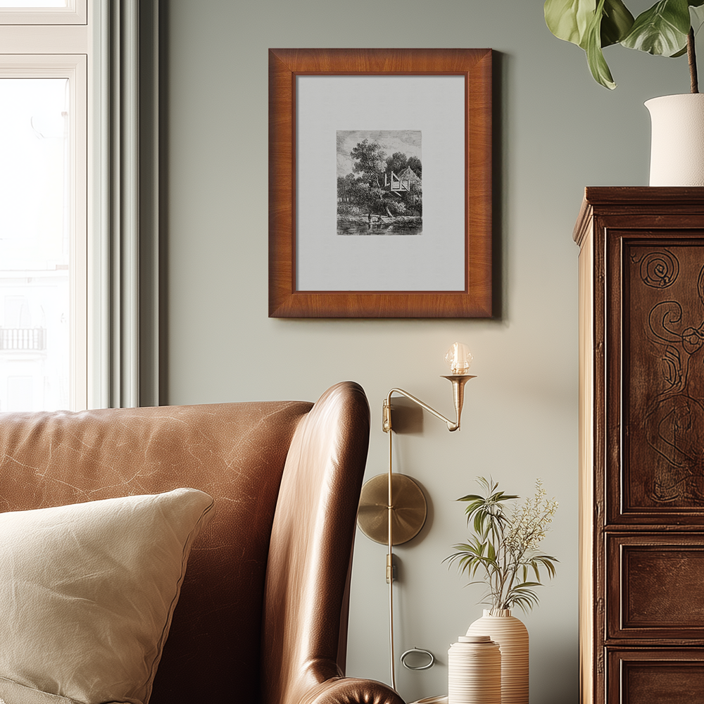 Riverside Cottage Haven Etching Reverie