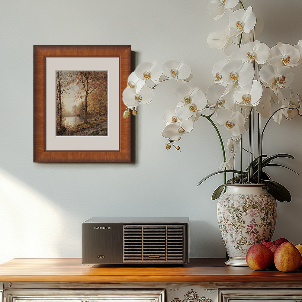 Misty Autumn Lakeside Reverie Watercolor Idyll