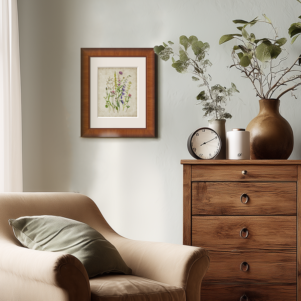 Serene Thistle Meadow Watercolor Bouquet