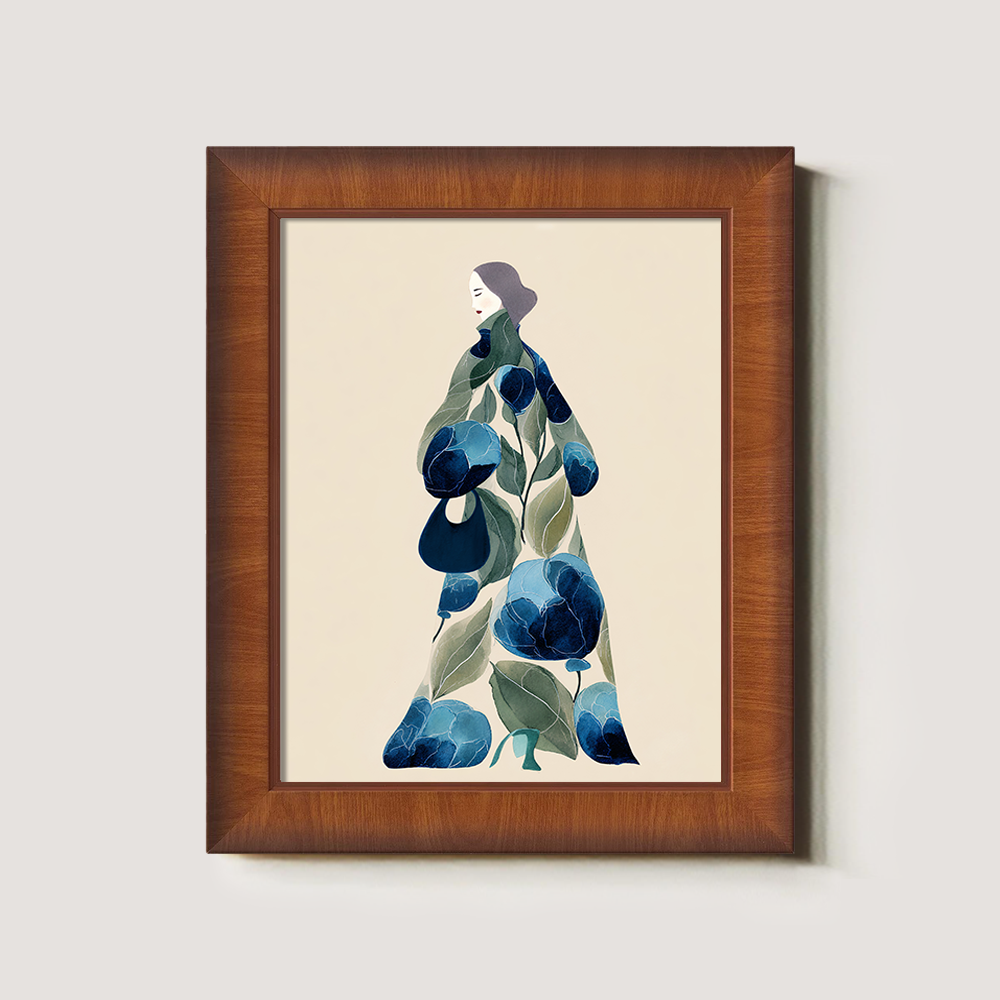 Floral Kimono Silhouette - Blue Peony Study