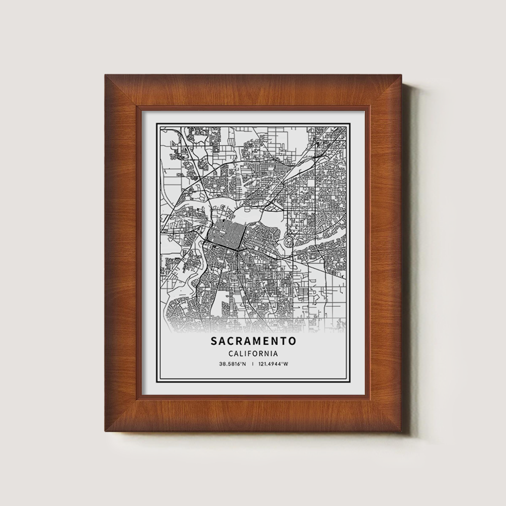 Minimalist Sacramento City Map Line Art Print