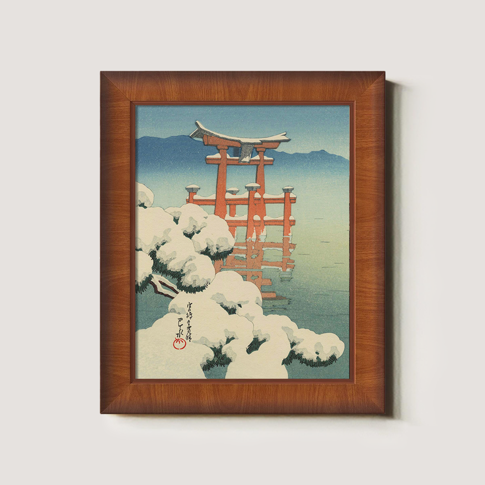 Snow-Covered Torii Gate at Miyajima