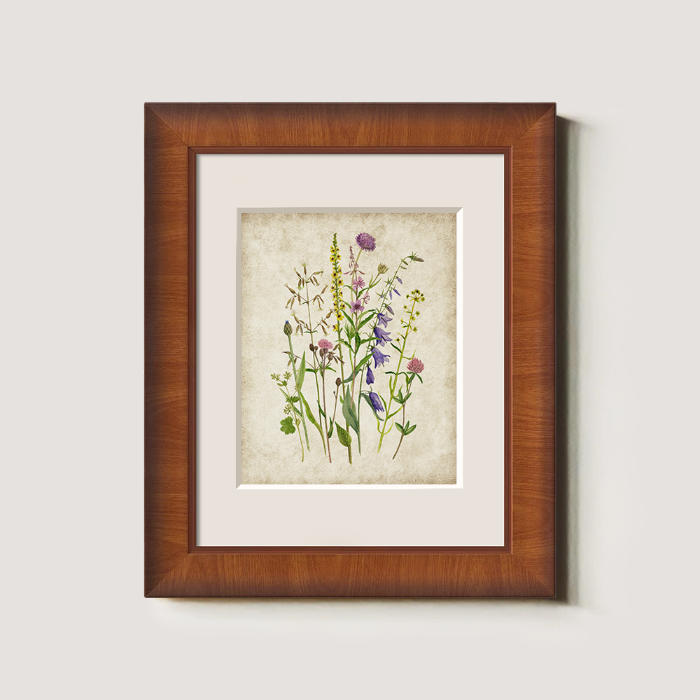 Serene Thistle Meadow Watercolor Bouquet