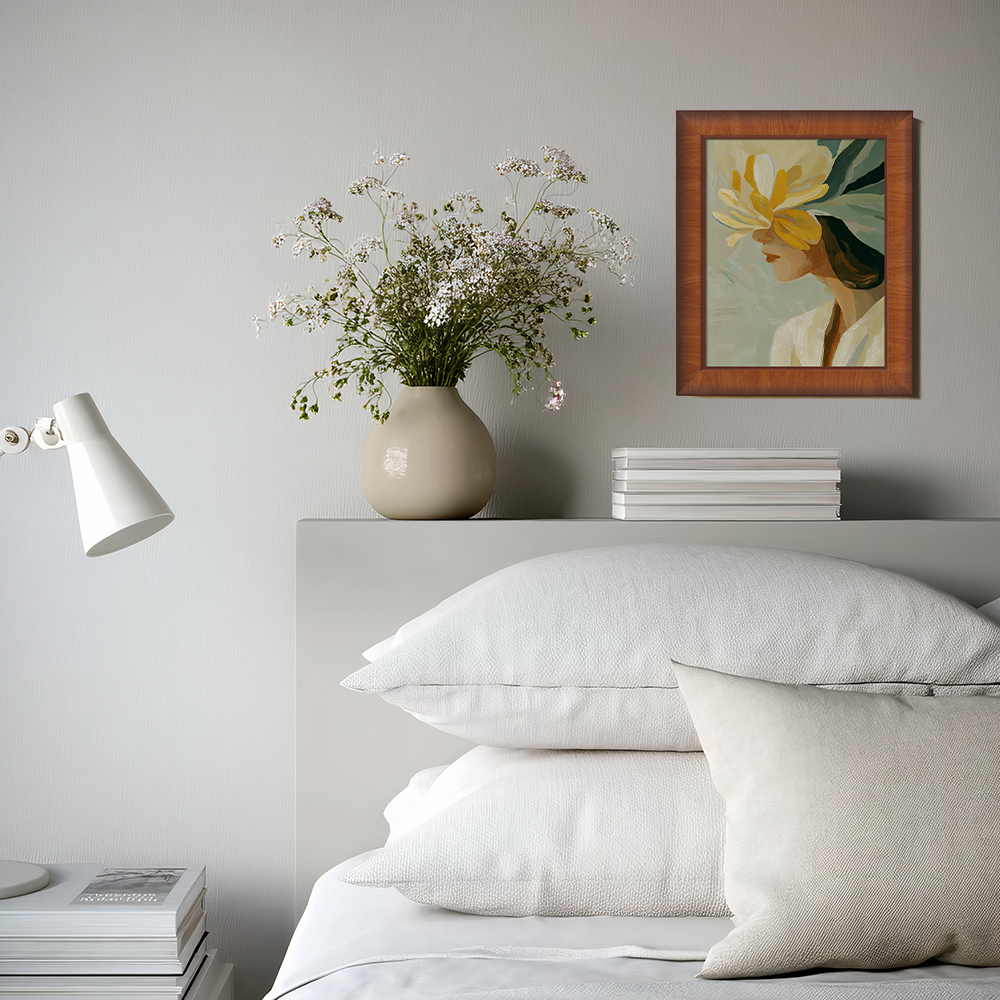Hidden Face Portrait with Expressive Yellow Blossom