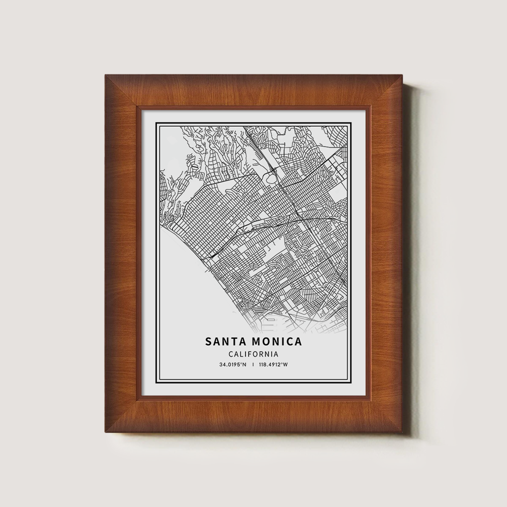 Minimalist Santa Monica City Map Line Art Print