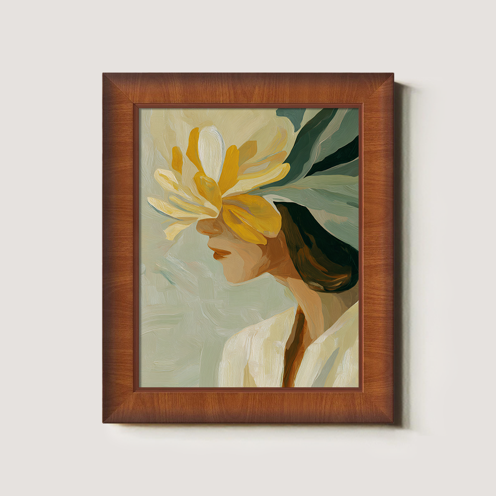 Hidden Face Portrait with Expressive Yellow Blossom