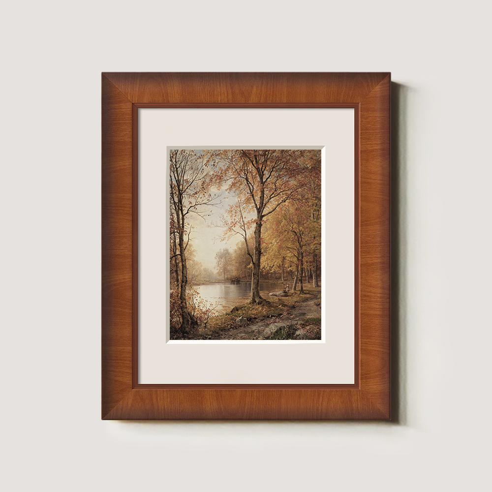 Misty Autumn Lakeside Reverie Watercolor Idyll