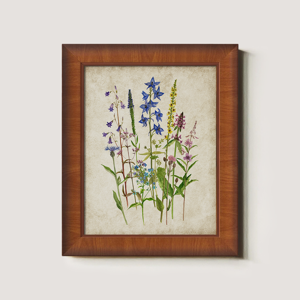 Ethereal Blue Spire Bouquet Watercolor Study