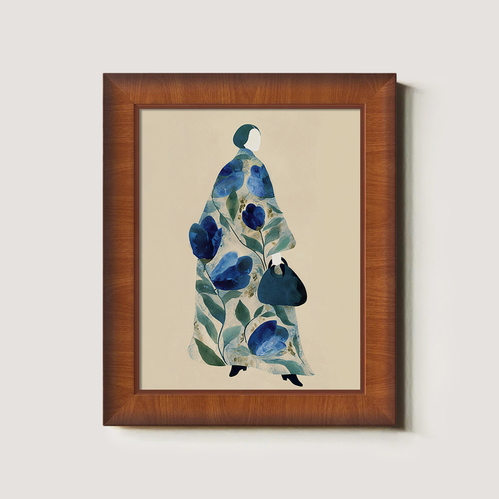 Hydrangea Kimono Silhouette - Blue Floral Study II