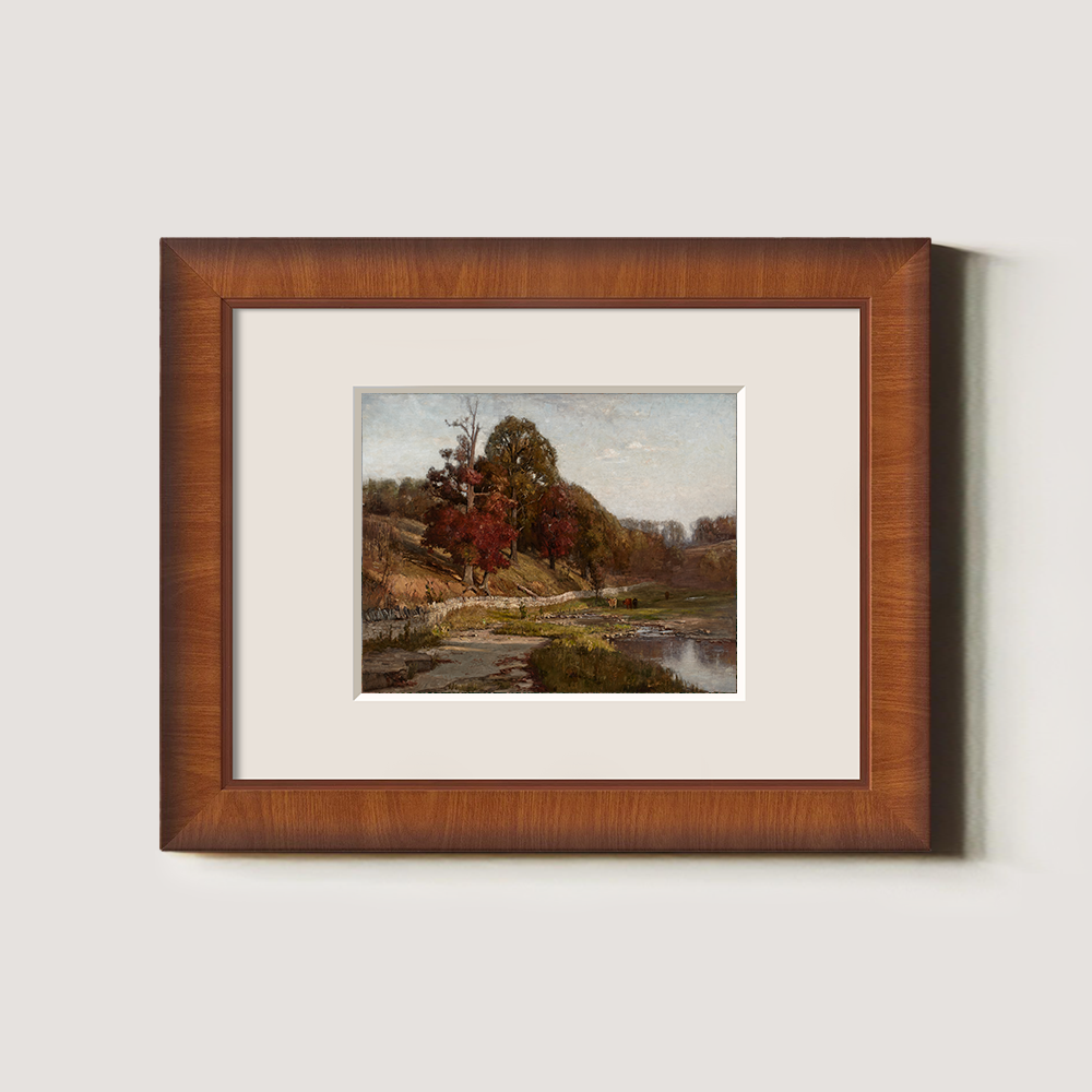 Hushed Autumn Stream Reverie Watercolor Vista