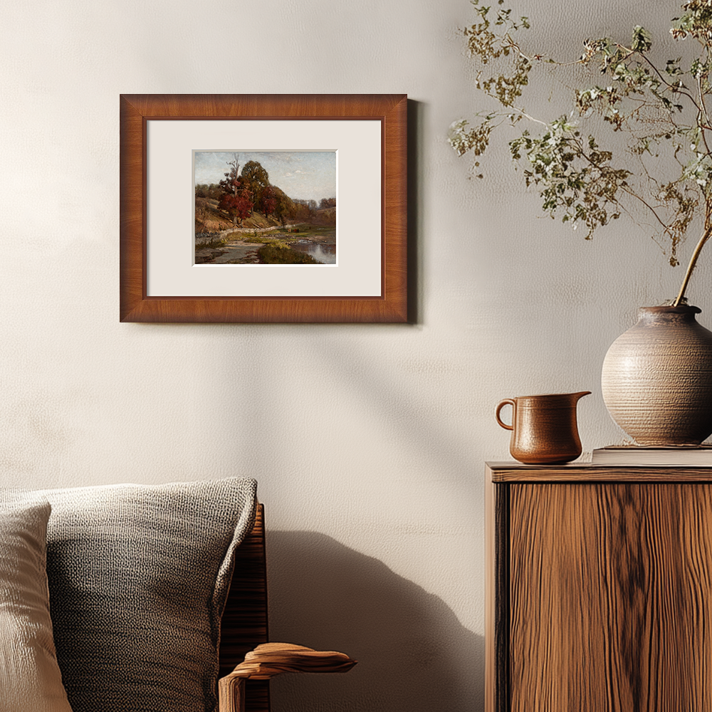 Hushed Autumn Stream Reverie Watercolor Vista