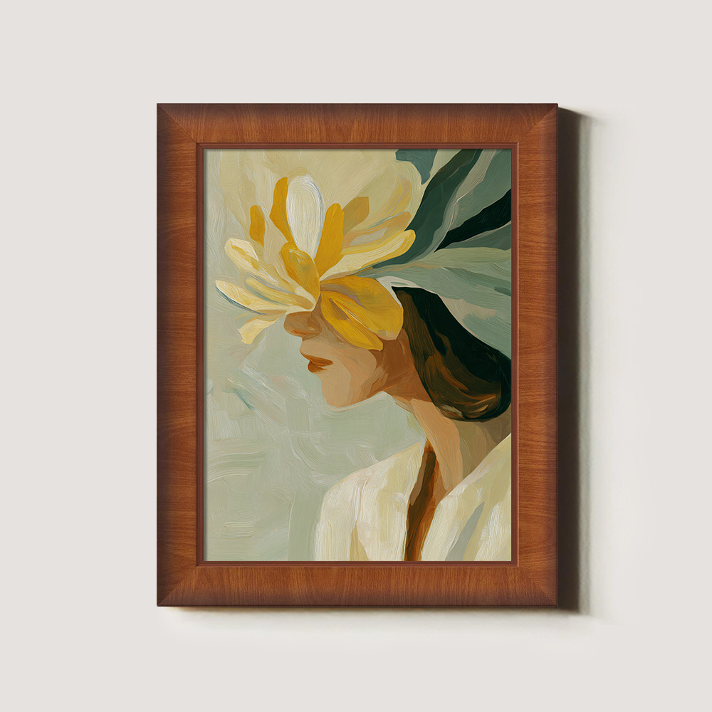 Hidden Face Portrait with Expressive Yellow Blossom