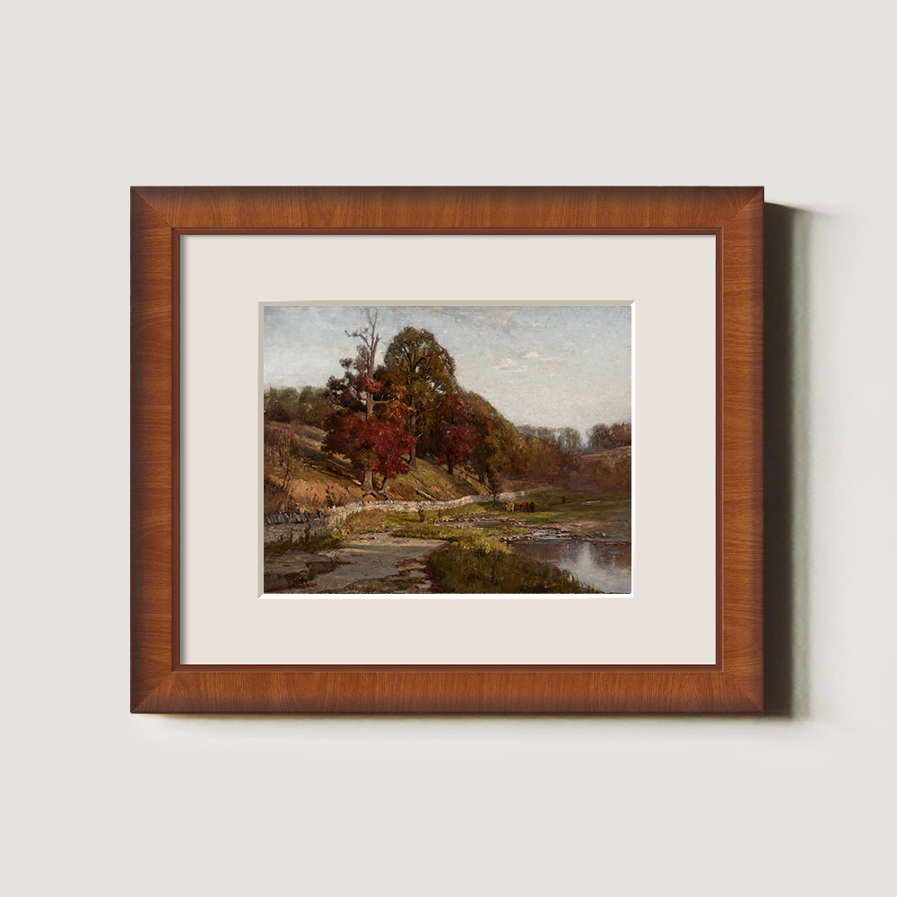 Hushed Autumn Stream Reverie Watercolor Vista