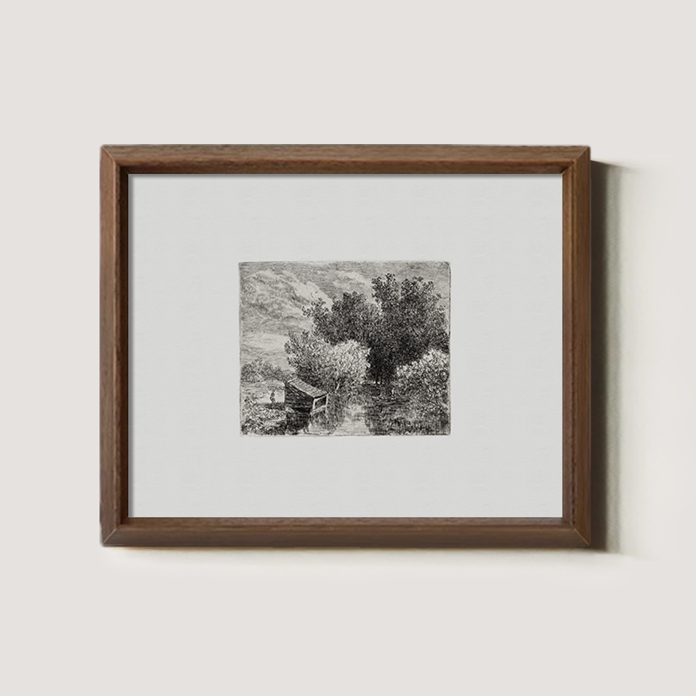 Shrouded Grove Bridge Etching Reverie