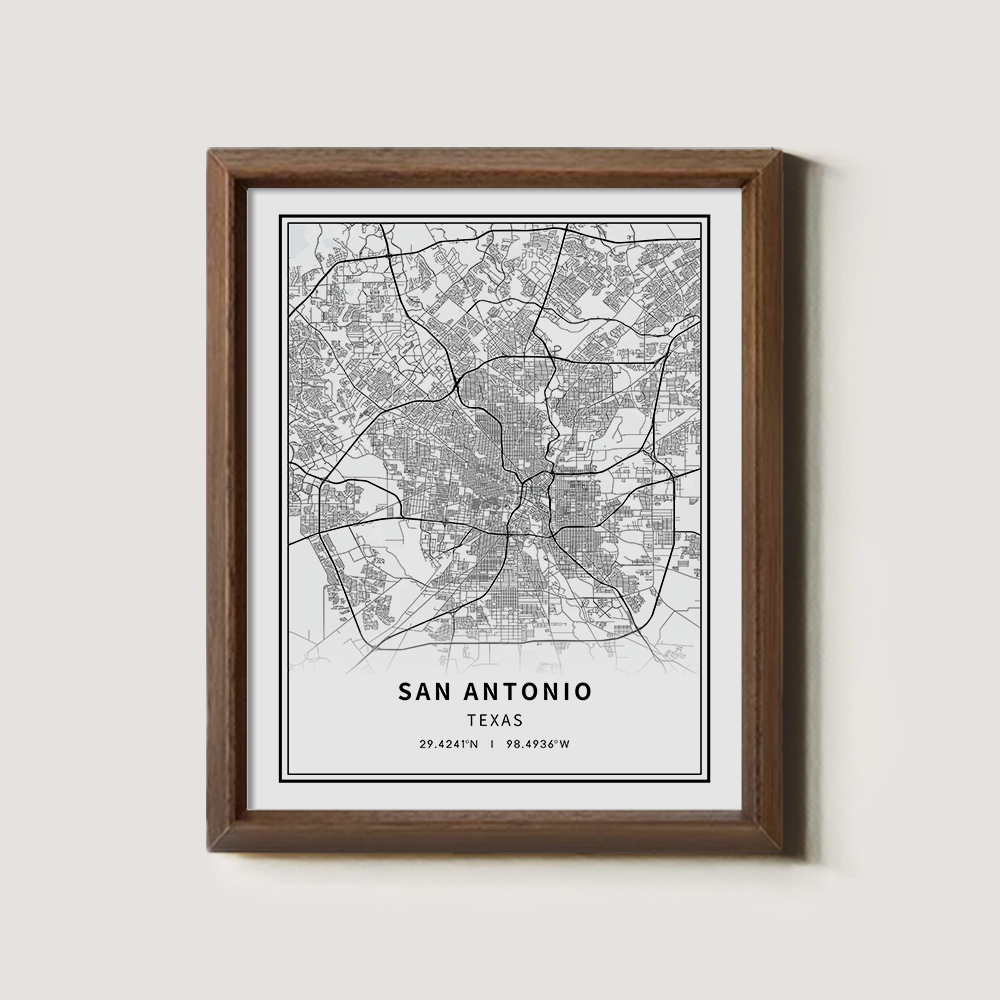 Minimalist San Antonio City Map Line Art Print