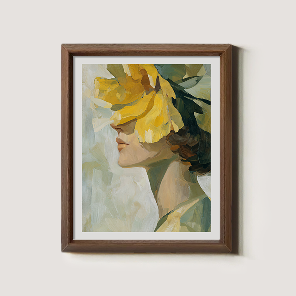 Portrait with Hidden Face and Yellow Flower