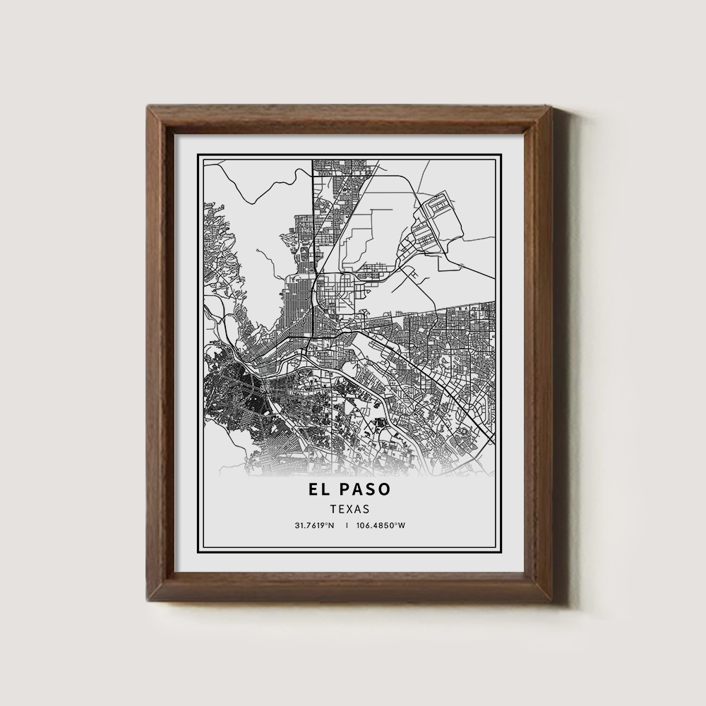 Minimalist El Paso City Map Line Art Print