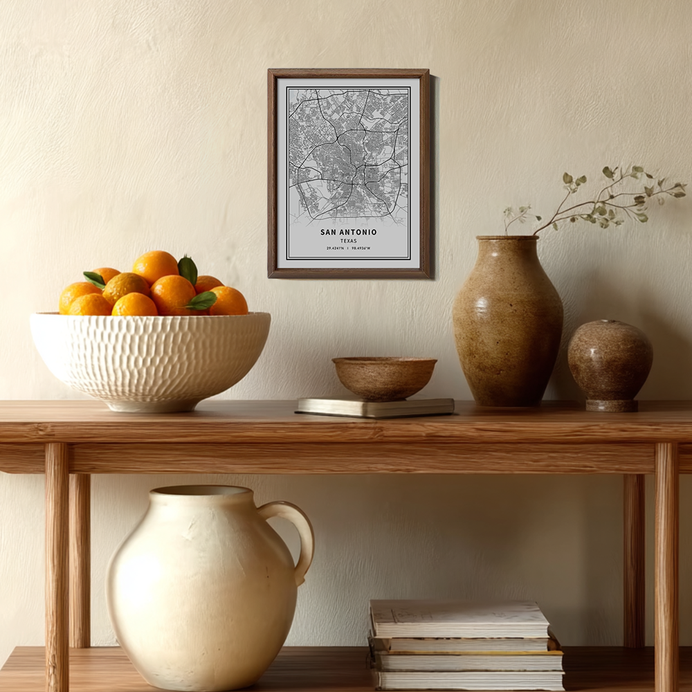 Minimalist San Antonio City Map Line Art Print