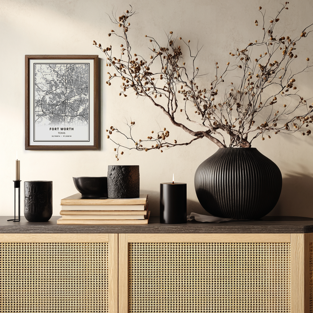 Minimalist Fort Worth City Map Line Art Print