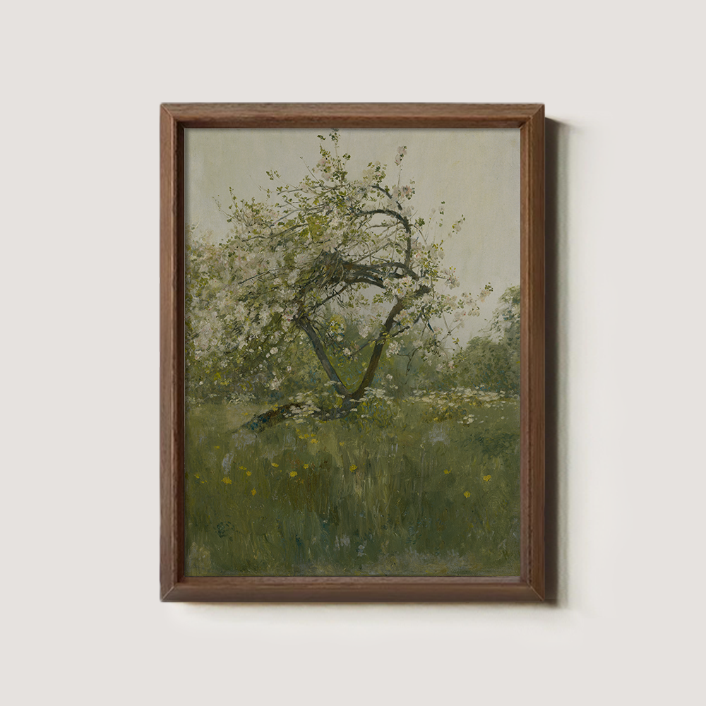 Blossoming Spring Tree in Verdant Meadow