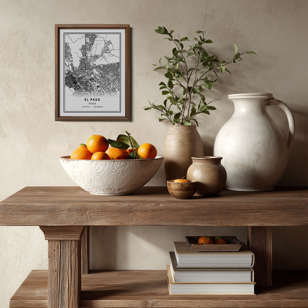 Minimalist El Paso City Map Line Art Print