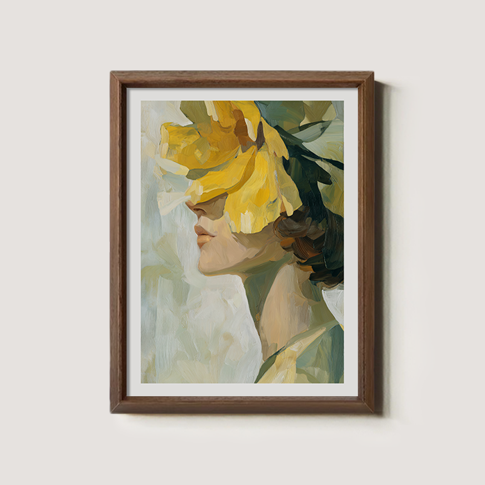 Portrait with Hidden Face and Yellow Flower