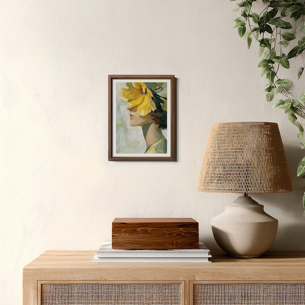 Portrait with Hidden Face and Yellow Flower