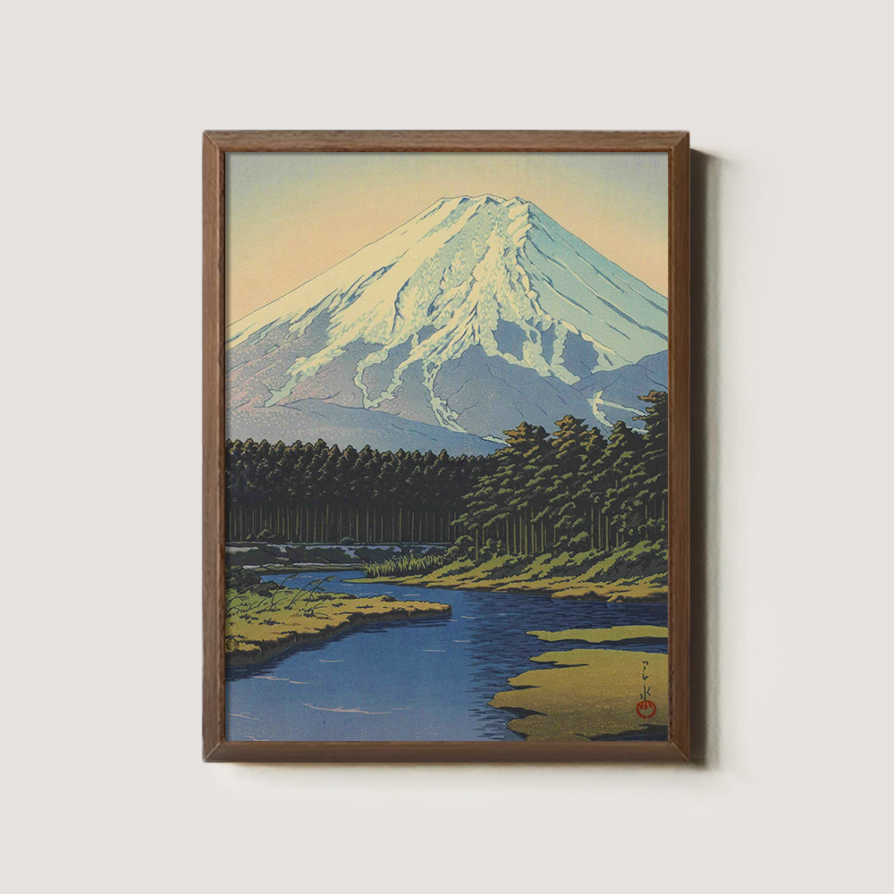 Mount Fuji Over Forest and River