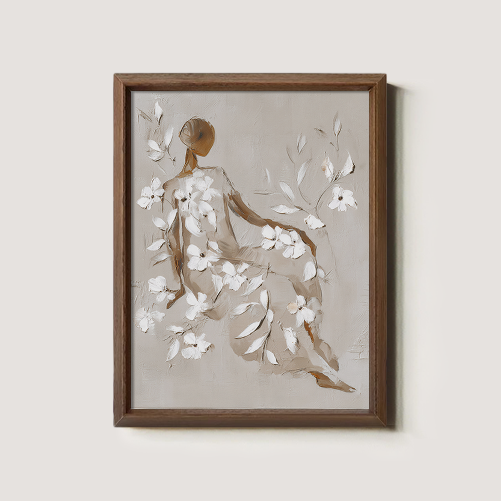 Seated Figure Adorned with White Blossoms