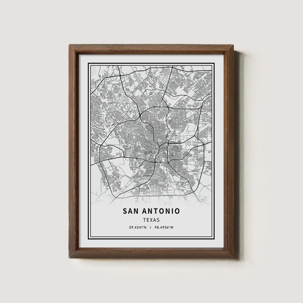 Minimalist San Antonio City Map Line Art Print