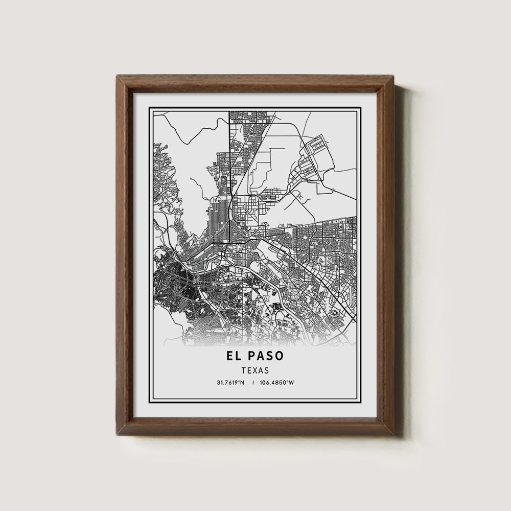 Minimalist El Paso City Map Line Art Print