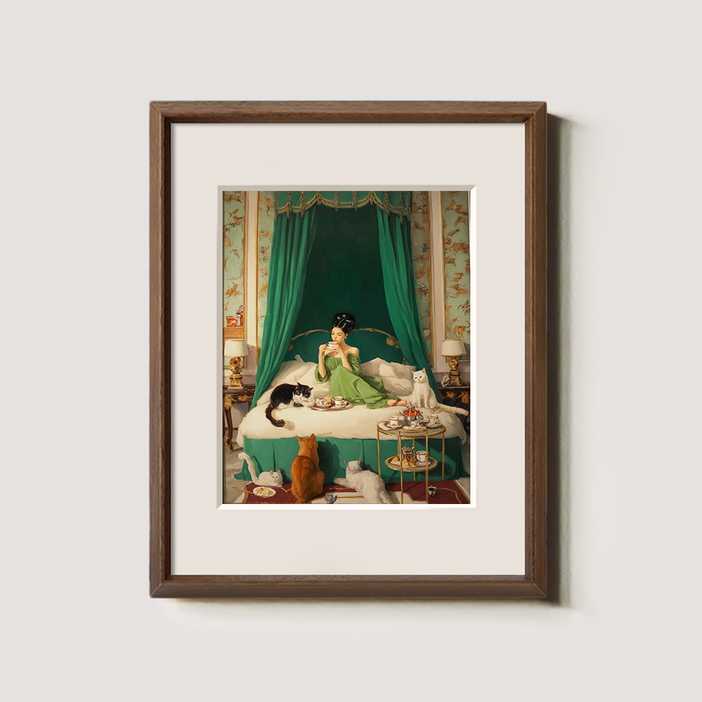 Indulgent Emerald Boudoir Feline Reverie