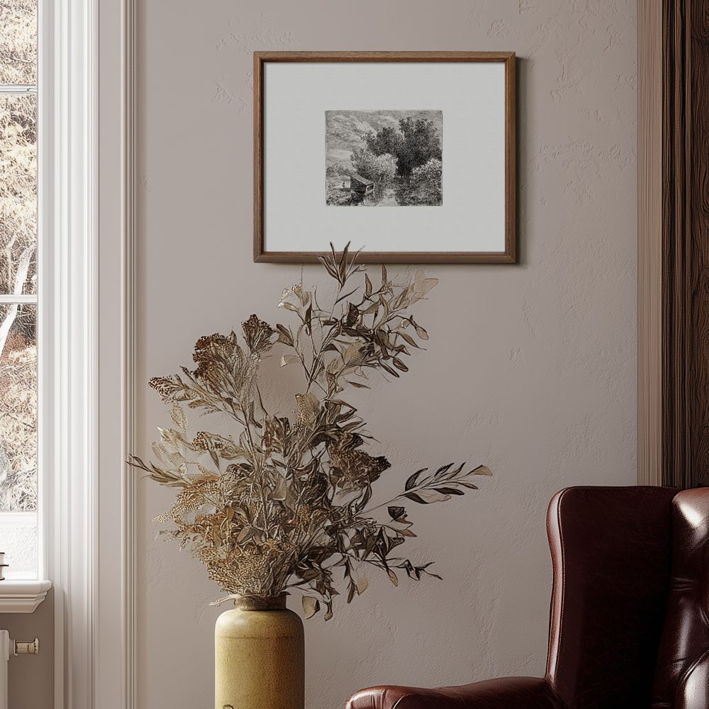 Shrouded Grove Bridge Etching Reverie