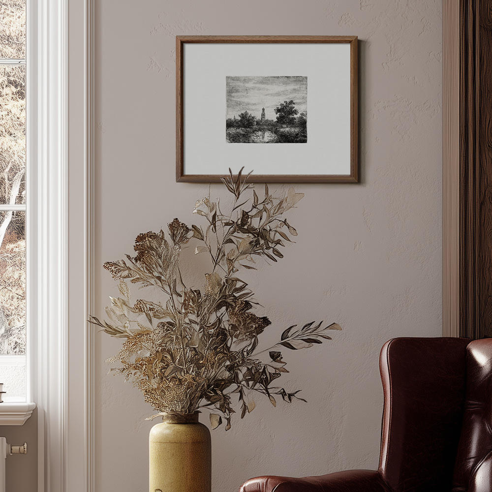 Veiled Tower Riverside Etching Nocturne