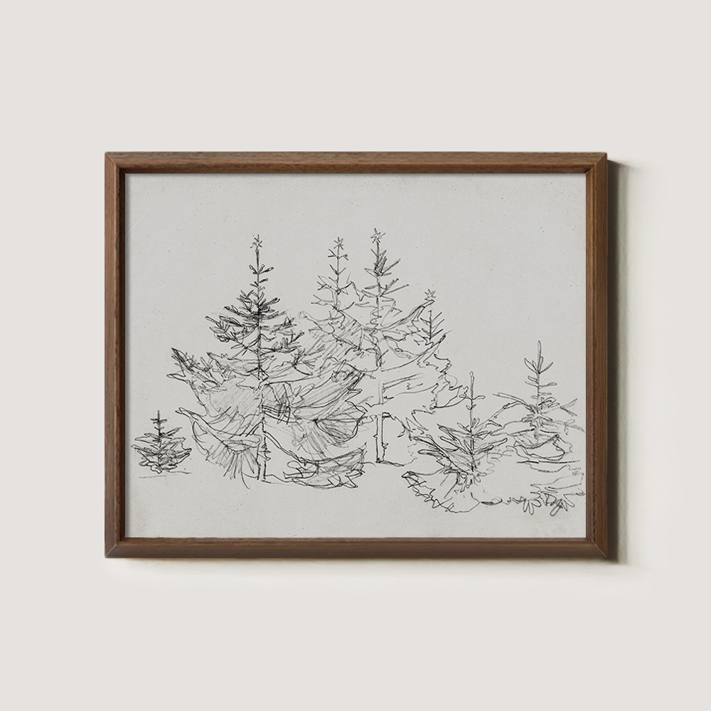 Whispering Fir Grove Ink Silhouette