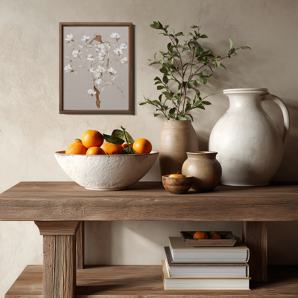 Figure Composed of White Blossoms