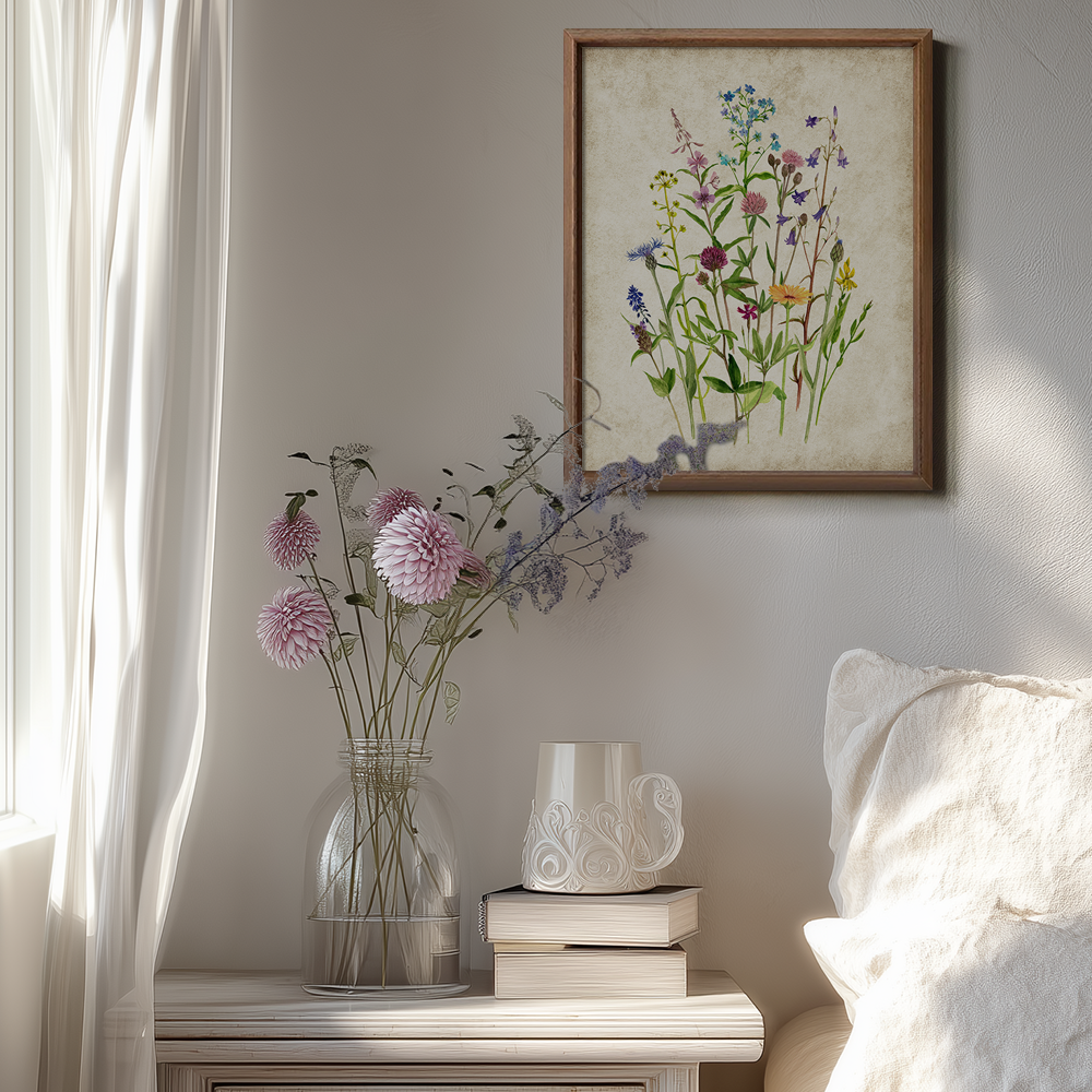 Vibrant Meadow Wildflowers Watercolor Bouquet