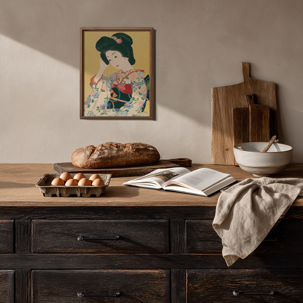 Kimono Beauty in Contemplation - Bijin-ga Print