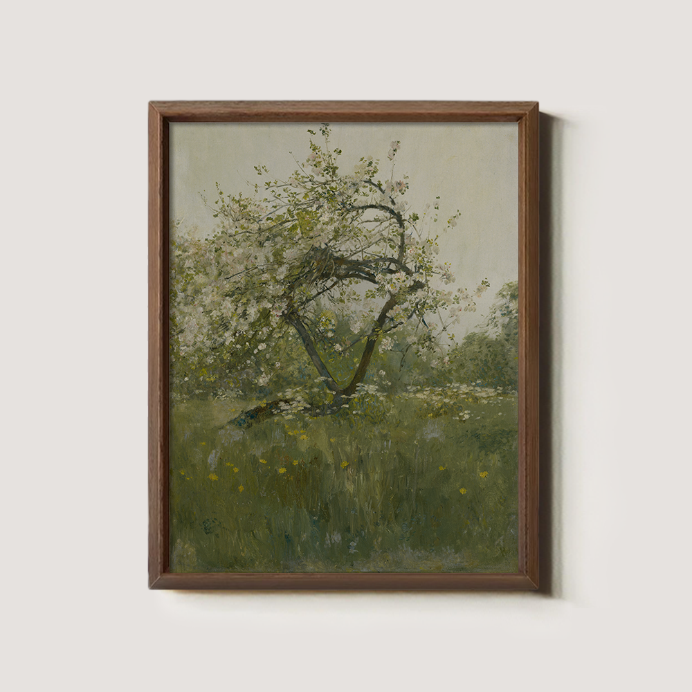 Blossoming Spring Tree in Verdant Meadow
