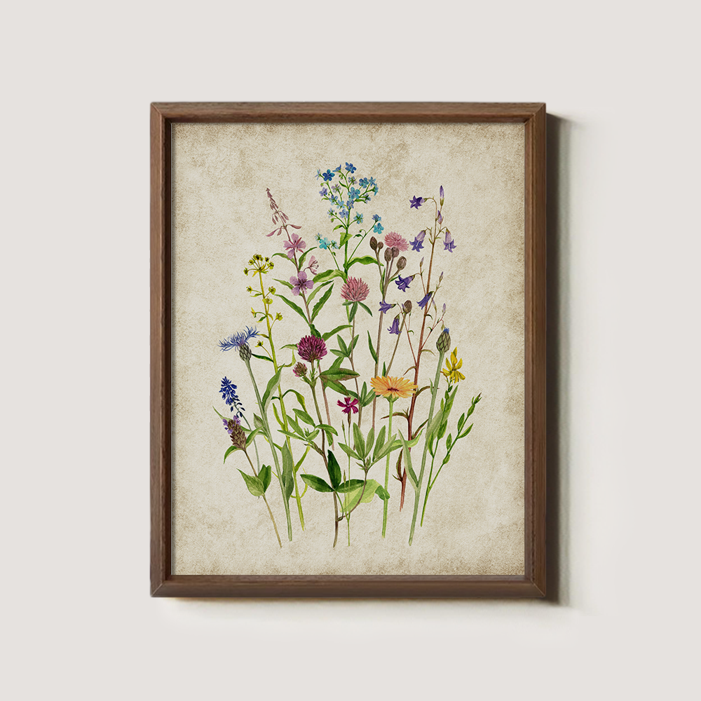 Vibrant Meadow Wildflowers Watercolor Bouquet