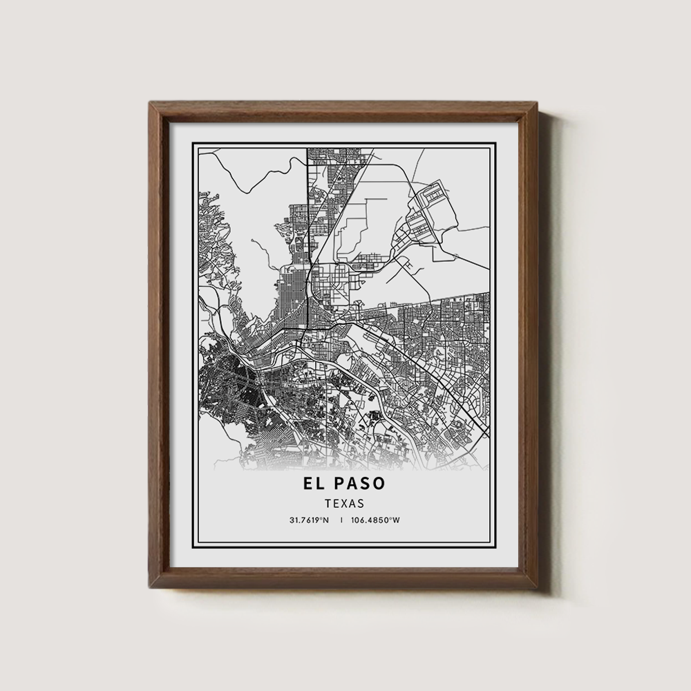 Minimalist El Paso City Map Line Art Print